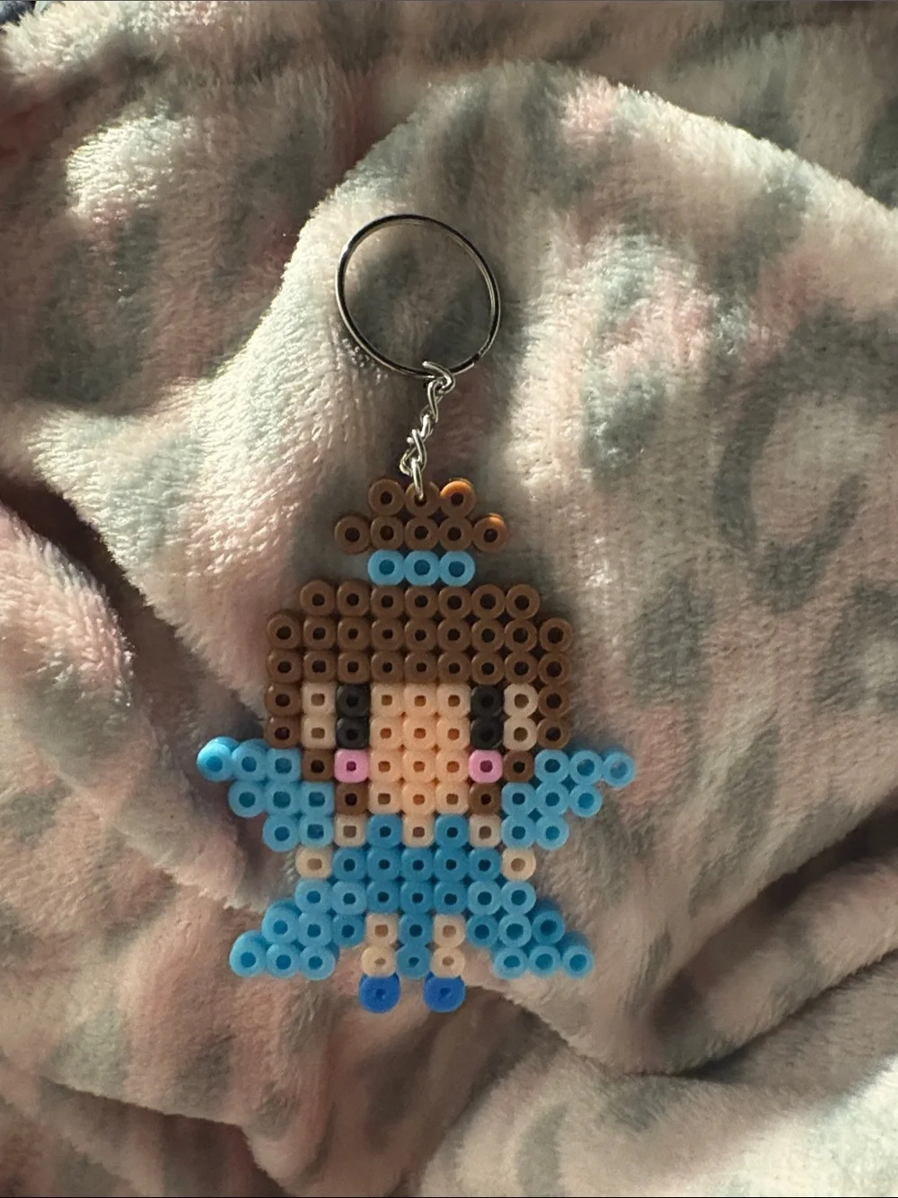 Handmade Perler Bead Blue Fairy Keychain